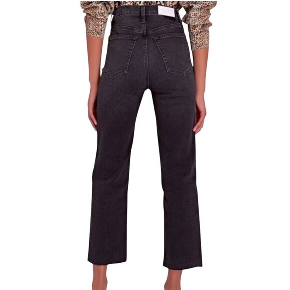 Re/Done Womens High-Rise Straight Leg Black Denim Jeans Size 29 - Picture 3 of 9